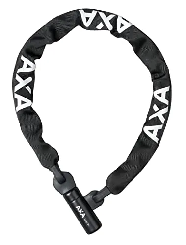 AXA Linq City 100 Kettenschloss, Länge 100 cm, Sicherheitsstufe 9, Stahlglieder 7 mm, Schwarze Schutzhülle, Schwarz