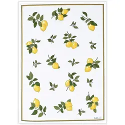 Kracht Küchen Textilien Zitronen Halbleinen Küchentuch bedruckt 50x70 cm gelb-grün 3er Pack - gelb;grün