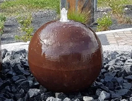 Kugelbrunnen 30 cm LED Cortenstahl