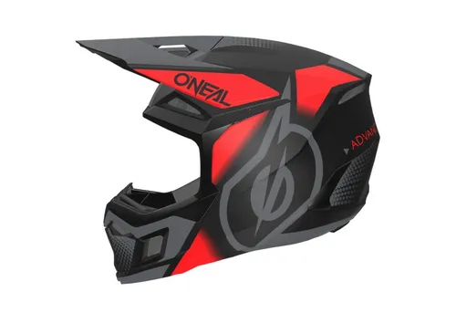 ONeal 3SRS Vision Motocrosshelm - Matt Schwarz/Rot/Grau - S - Motorradhelm mit innovativer IPX® ACells Technologie für optimalen Aufprallschutz und hervorragende Belüftung. Perfekt für actionreiche MX-Rennen!