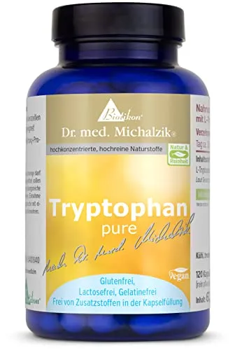 L-Tryptophan Dr. med. Michalzik | 450 mg je Kapsel | eine der 8 wichtigsten Aminosäuren | ohne Zusatzstoffe - Biotikon®