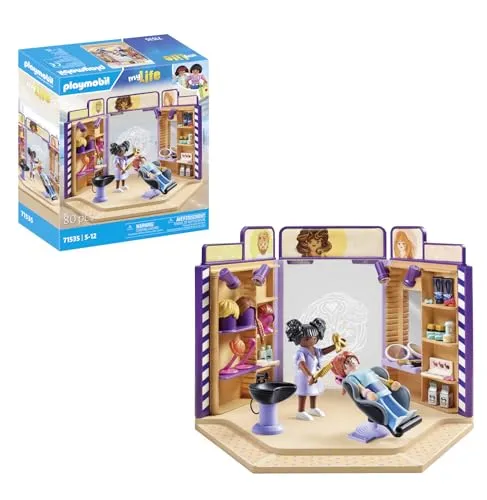 PLAYMOBIL MyLife 71535 Friseursalon - Kreatives Spielset mit trendigen Frisuren und umfangreichem Zubehör für fantasievolles Frisieren, optimal für Kinderhände