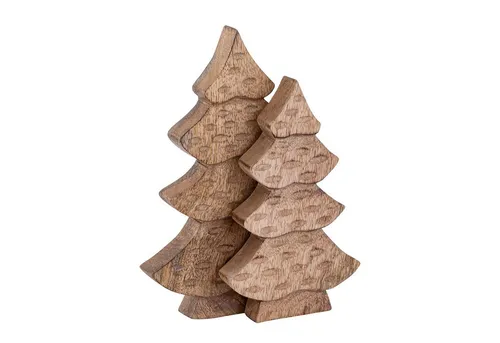 Casamia Dekoobjekt Dekofigur Baum 2er Set Holzfigur H23/20cm Weihnachtsdeko Mangoholz (2er-Set)