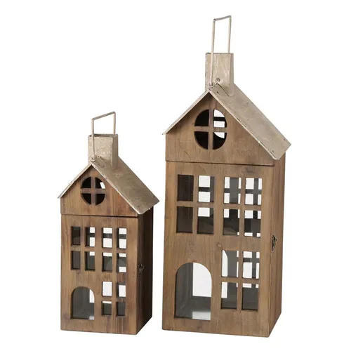 BOLTZE Laterne Marling 2er Set aus Holz – Skandinavisches Design - Kerzenständer & Teelichthalter, stilvolles skandinavisches Design aus hochwertigem Holz für eine gemütliche Atmosphäre.