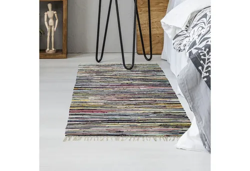 Andiamo Teppich Multi, rechteckig, Höhe: 10 mm, Flachgewebe, Fleckerl, reine Baumwolle, handgewebt, mit Fransen