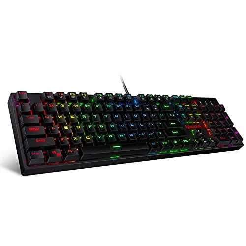 Redragon K582-US SURARA RGB Mechanische Gaming-Tastatur mit 104 Tasten - Mechanische Gaming-Tastatur mit RGB-Hintergrundbeleuchtung und langlebigen roten Schaltern. Ideal für präzises Gaming und komfortables Tippen, unterstützt alle gängigen Betriebssysteme.