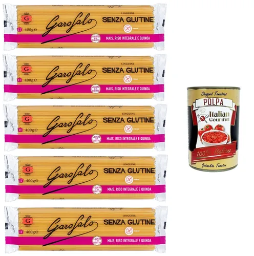 Garofalo Linguine,Glutenfreie Pasta aus Mais, Naturreis und Quinoa 5x400g+Polpa