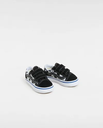 Vans Old Skool V Kinder Sneaker schwarz 26 EU - Sportlicher Kinder Sneaker in Schwarz mit Klettverschluss. Ideal für Skateboarding, robustes Obermaterial aus Leder und rutschfeste Gummisohle für sicheren Halt.