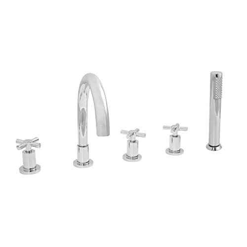 Welfenstein 5-Loch Wannenrandarmatur WRA-105W4 Kreuzgriff Armatur für Badewannen