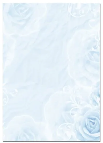 Motiv Briefpapier (Blau-Blumen-5011, A4, 25 Blatt). Einseitig bedrucktes Briefpapier, sehr gut beschreibbar, Motivpapier für alle Drucker/Kopierer geeignet