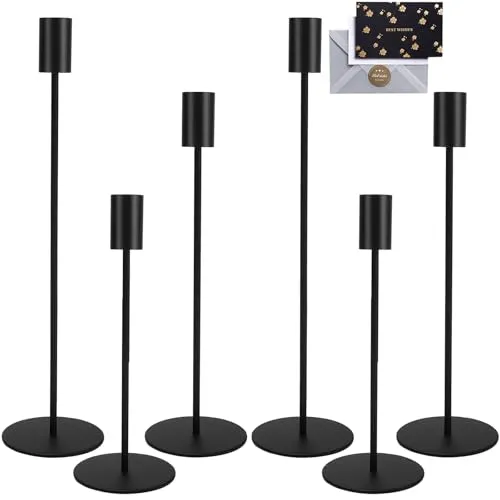KIMIGO Kerzenständer Schwarz,Hochzeit Kerze Stand,Dekorativer Vintage Kerzenhalter,Elegant Luxuriös Vintage Deko Kerzen Ständer eignen Sich für Party,Hochzeits,Tischdekorationen,Heimdekorationen