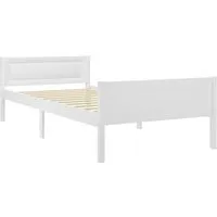 vidaXL Massivholzbett Kiefer Weiß 100x200 cm - Schlafzimmermöbel aus massivem Kiefernholz, robust und langlebig. Ideal für modernen Stil, inklusive stabilen Sperrholzlatten für optimalen Komfort.