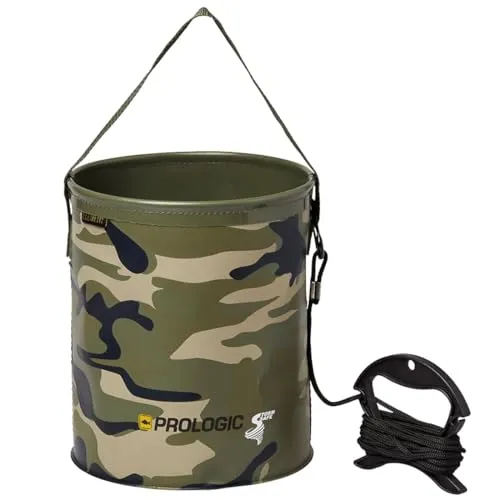 Prologic Element Camo Water Bucket Large 8.6L - Robuster Angeleimer - Ideal für Süßwasserfischen, mit 8,6 L Volumen für ausreichend Wasser und praktischem Design für Angler.