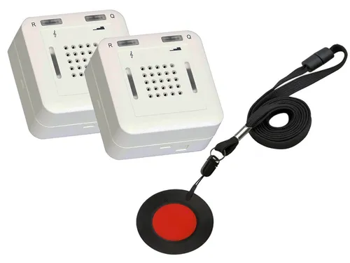 ELDAT Senioren Sicherheitspaket 6 - Pflegerufset mit Quittierungsfunktion - Sicherheitstechnik-Zubehör mit erweiterbarem Pflegerufset für mehr Komfort. Hören Sie den Ruf an zwei Stellen im Haus dank zusätzlichem Empfänger.