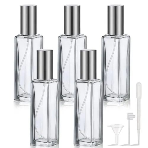 GAOMESIA 5 Stück 10ml Parfümzerstäuber aus Glas, Nachfüllbare Mini Parfum Sprühflaschen für Unterwegs, Tragbare Leere Zerstäuberflaschen für Damen und Herren, Perfekt für Reisen, Büro und Partys