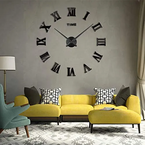 Produktbild Timelike DIY Wanduhr, DIY Wanduhren Mit 3D Visuelle Aufkleber Modern Design Acryl Wanduhren Geeignet für Home Dekoartikel,Restaurant, Büro und Hotel (90-100CM,Schwarz)