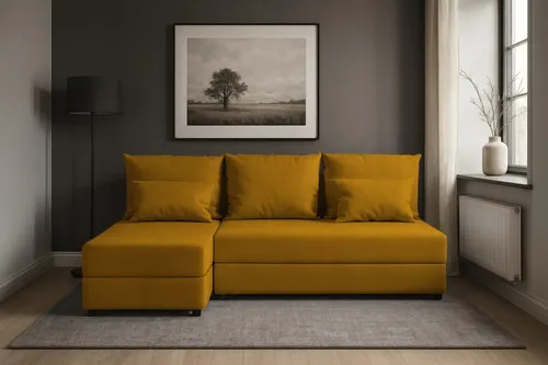 AX LIVING Dolceo Ecksofa mit Schlaffunktion in Gelb