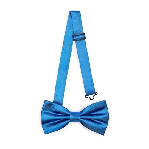 Ladeheid Elegante Herren Fliege - Hochwertig, Glänzend, Verstellbar, Perfekt für Hochzeit, Party, Büro. Ideal für Männer, Frauen, Teenager BMS (12cm x 6cm, Marineblau)