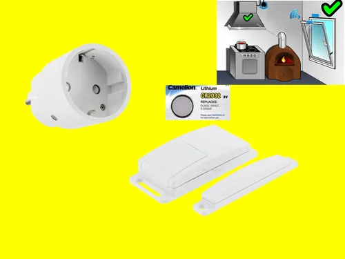 ABLUFTSTEUERUNG-SET Dunstabzugshaube MINI POWER-FUNKSTECKER 2300W+Fenster-Sensor