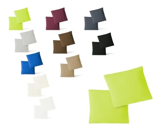 EXKLUSIV HEIMTEXTIL Jersey Kissenbezug Hülle 2 Sparpack Set mit Reißverschluss hochwertige Qualität 80 x 80 cm apfelgrün