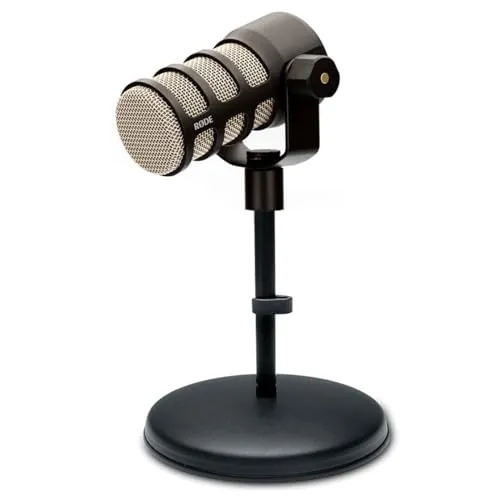 RØDE Podmic Podcast-Mikrofon mit MS032 Tisch-Stativ - Professionelles Podcast-Mikrofon mit dynamischer Nierenkapsel, optimiert für Sprachaufnahmen, inklusive robustem Tisch-Stativ für optimale Nutzung und Komfort.