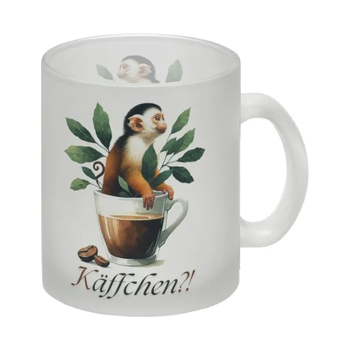 Käffchen - Affe in einer Kaffeetasse Glas Tasse
