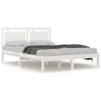 vidaXL Massivholzbett Weiß 120x200 cm - Elegantes Massivholzbett aus Kiefernholz mit Kopfteil für optimalen Komfort, ideal für entspannte Nächte in deinem Schlafzimmer.