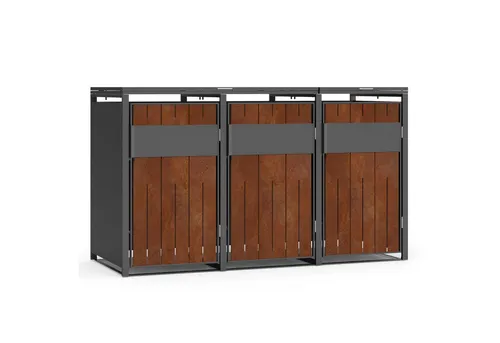 ESTEXO Mülltonnenbox bis 240 L - Abschließbare Mülltonnenverkleidung - Robuste Mülltonnenbox aus pulverbeschichtetem Stahl in elegantem Anthrazit, bietet sicheren Stauraum für Mülltonnen bis 240 L und reduziert Geruchsbildung durch Belüftungsschlitze.