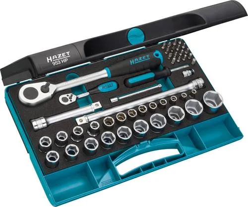 Hazet Steckschlüssel 953HP - 47-teilig, 5-27mm Schlüsselweite, inkl. HiPer Feinzahn-Umschaltknarren und Kunststoffkoffer für vielseitige Anwendungen