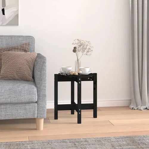The Living Store Couchtisch Schwarz Ø 42,5x45 cm aus massivem Kiefernholz