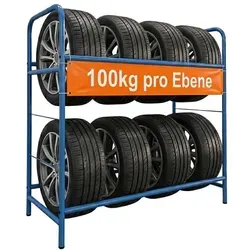 relaxdays Schwerlastregal Reifenregal aus Stahl, blau, 8 Reifen - Das robuste Reifenregal für eine platzsparende Lagerung von bis zu 8 Reifen. Ideal für Garage oder Werkstatt, gefertigt aus stabilem Stahl mit Bodenschonern aus Kunststoff. Einfacher Aufbau ohne Bohren, sorgt für Ordnung und Übersicht.