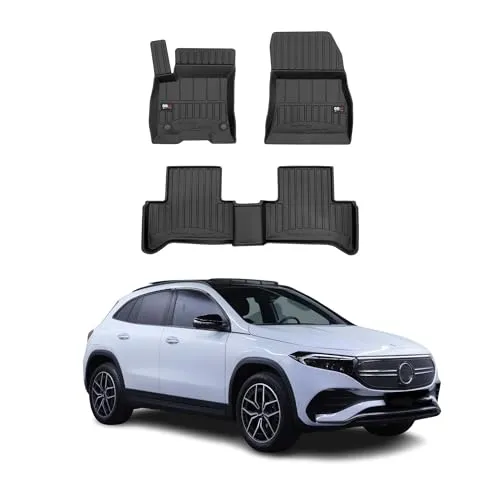 OMAC Auto-Fußmatten für Mercedes EQA 2021-2025 - Premium TPE-Automatten, geruchlos mit Vanilleduft, wasserfest und umweltfreundlich. Hoher Kantenschutz und Anti-Rutsch-Technologie für ultimativen Allwetterschutz und luxuriöses Aussehen.