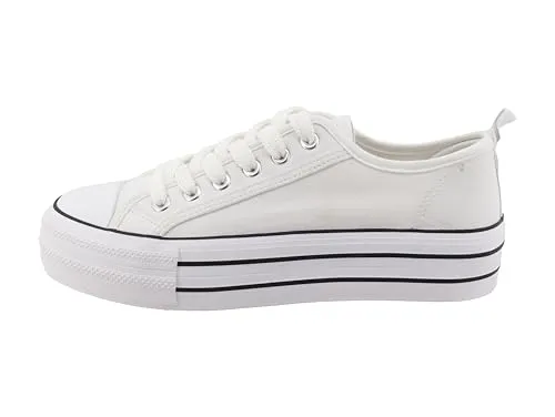 Tom Tailor Sneakers in Weiß - 37 - Sneaker mit Schnürung, abgerundeter Schuhspitze und verstärkten Kappen. Die rutschhemmende Laufsohle sorgt für sicheren Halt, während die Zugschlaufe das Anziehen erleichtert.