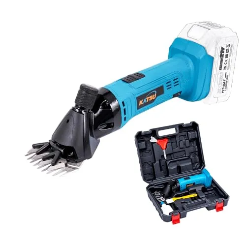 KATSU FIT-BAT 21 V Akku-Schafschere Schermaschine mit 6 Geschwindigkeiten, Pflegegerät für Nutzviehbedarf zum Rasieren von Fellwolle bei Schafen, Ziegen und schmutzigen Rindern, ohne Akku