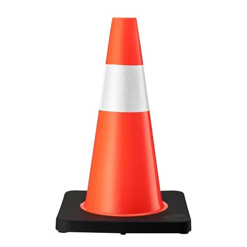 Wiltec Verkehrskegel 45 cm hoch, Leitkegel zum Absichern, Pylon reflektierend, Warnkegel aus robustem PVC und Gummi für Baustellen