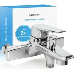 Bächlein Universal Badewannenarmatur Chrom – Wannenbatterie Komplettset - Armaturen mit innovativem Neoperl Luftsprudler für optimale Strahlqualität und niedrigen Geräuschpegel. Komplettset mit allem Zubehör für einfache Installation!
