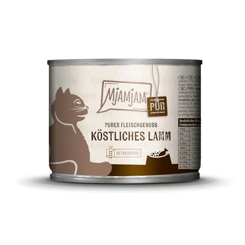 MjAMjAM - Premium Nassfutter für Katzen - purer Fleischgenuss - köstliches Lamm pur, 1er Pack (1 x 200 g), getreidefrei mit extra viel Fleisch