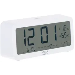 Adler AD 1195w digital Wecker batteriebetrieben Temperaturanzeige weiß