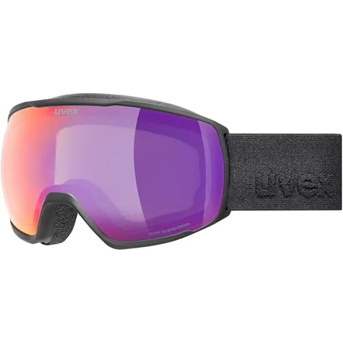 uvex victorious FM - stylische, verspiegelte Skibrille mit Anti-Fog-Beschichtung für Damen und Herren - black matt/ruby-clear - one size