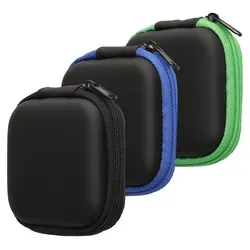 kwmobile 3x In-Ear Kopfhörer Tasche - In Ear Headphones Schutztasche - Earphones Etui Case Cover Hülle für Kopfhörer in Schwarz Schwarz Dunkelblau - Schwarz