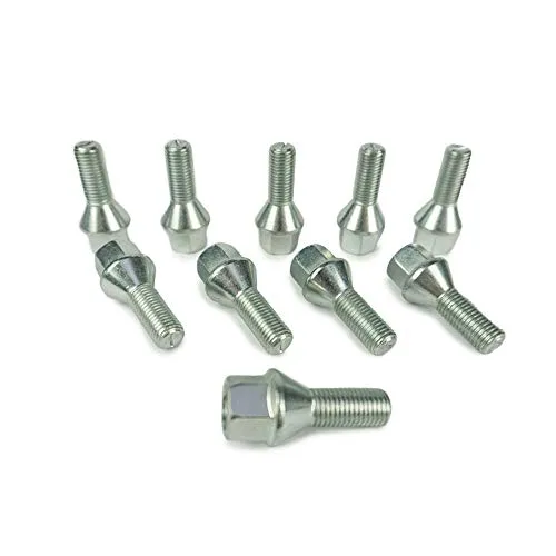 SCC Fahrzeugtechnik 10x Radschrauben M14x1,5 Kegelbund 60° SW 17 Radbolzen Silber verzinkt Längenauswahl Größe 33 mm