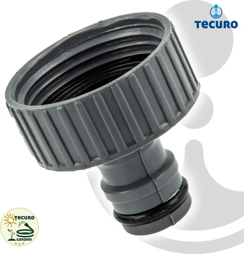 Hahnanschlussstück mit Steckkupplung und 1 Zoll Innengewinde - PVC-Grau