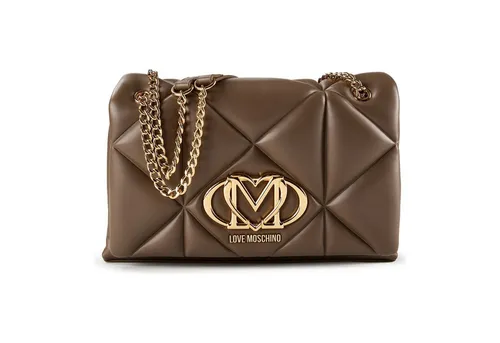 Love Moschino Embossed Q Schultertasche - Damen | taupe - Elegante Schultertasche aus hochwertigem Lederimitat, ideal für jeden Anlass und verleiht Ihrem Outfit einen Hauch von Stil.
