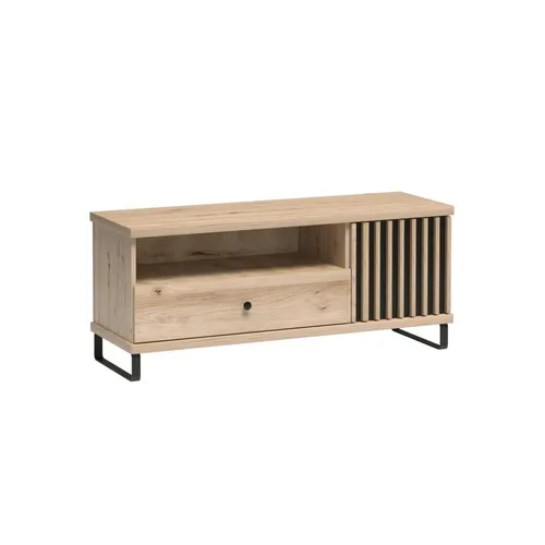 Beautysofa TV-Schrank CAYA C‐7 mit Soft-Close und Metallfüßen - Stylischer TV-Schrank in Artisan Eiche & Schwarz, ideal für Ihr Wohnzimmer. Mit einer Schublade und einer Tür bietet er viel Stauraum und sorgt für Ordnung. Perfekt für den modernen Wohnstil.