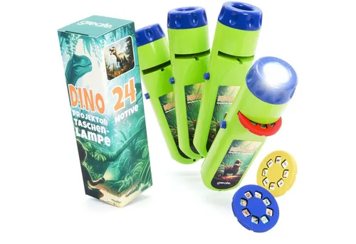 greate. Diaprojektor 4x Taschenlampe Dinosaurier Kinder - Dino Projektor Lampe & 24 Bilder