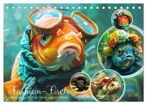 CALVENDO Wandkalender Fashion-Fisch. Die lustige Welt der Unterwasser-Mode (Tischkalender 20