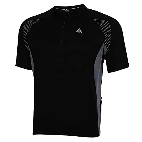 Airtracks Herren Fahrradtrikot Kurzarm Team II - Schwarz - Größe S - Radsport-Trikot für Herren, atmungsaktiv und schnelltrocknend, ideal für Frühling und Sommer, mit 3 Rückentaschen und reflektierenden Details für mehr Sicherheit.