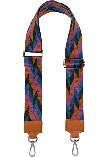 styleBREAKER Breiter Taschen Schulterriemen verstellbar mit Rauten Muster, Wechsel Taschengurt, Handyband, Handykette 02013031, Farbe:Braun-Altrose-Blau