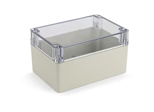 Blanko Modulgehäuse, Universal-Gehäuse aus ABS-Kunststoff mit transparentem Deckel, Mehrzweckghäuse mit Montagepunkten für Leiterplatten, IP 65 Schutzklasse, LxBxH 160x110x90 mm, Lichtgrau