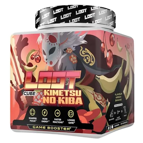 LOOT LOOT® Game Booster mit Koffein - Aminosäuren für Gamer, enthält 200mg Koffein und 20 Vitamine für gesteigerte Konzentration und Fokus – der ideale Energieschub für lange Gaming-Sessions.